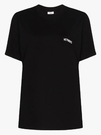 Shop Vetements Logo Print Oversized T-shirt In Black