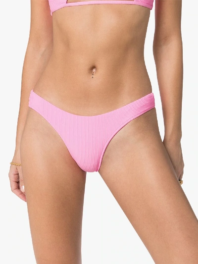 Shop Frankies Bikinis Kelly High Leg Bikini Bottoms In Pink