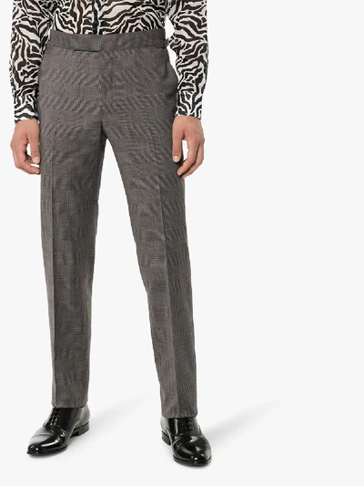 Shop Tom Ford O'connor Checked Tailored Trousers In Grey