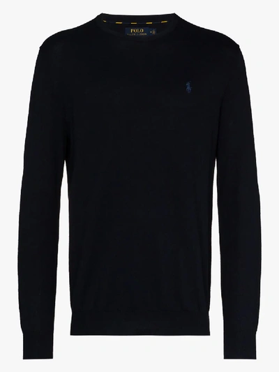 Shop Polo Ralph Lauren Polo Pony Jersey Sweater In Blue