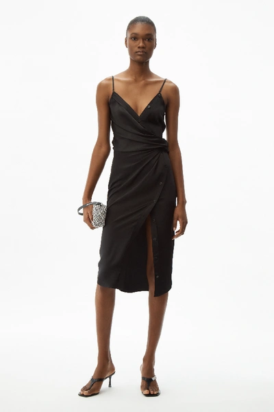 Shop Alexander Wang Cami Twist Midi Dress In Black