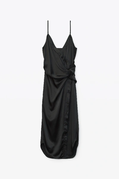 Shop Alexander Wang Cami Twist Midi Dress In Black
