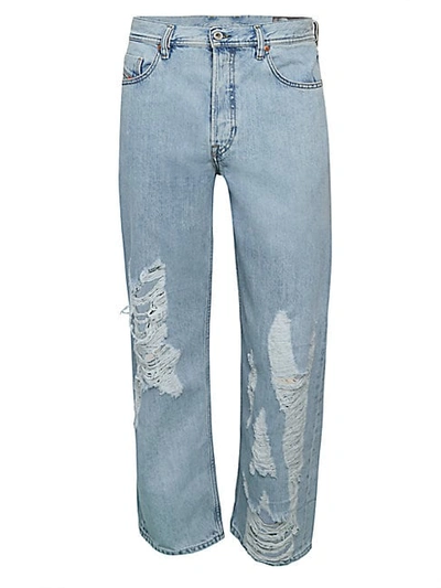 Shop Diesel Dagh Distressed Straight Jeans In Denim