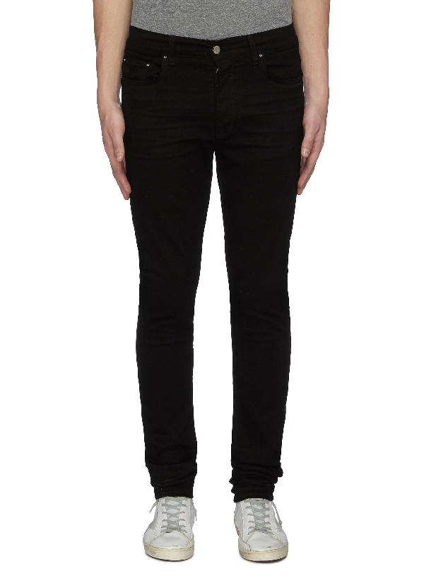 Amiri Stacked Dark Wash Slim Fit Jeans In Black | ModeSens