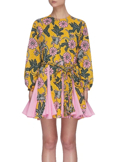 Shop Rhode Ella' Floral Print Pleated Hem Dress In Multi-colour