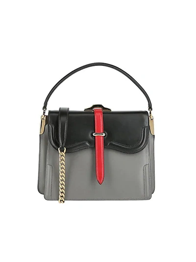 Shop Prada Colorblock Leather Shoulder Bag In Black Grey