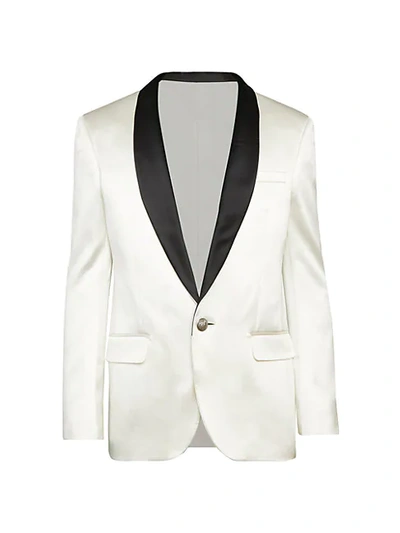 Shop Balmain Contrast-lapel Silk Satin Jacket In Noir