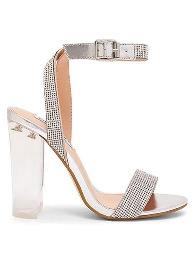 Shop Steve Madden Yuma Embellished Ankle-strap Sandals In Rhinestone