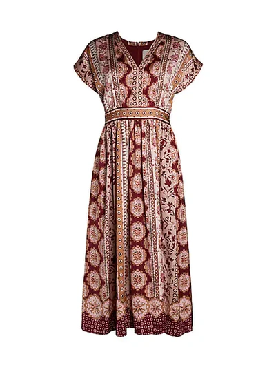 Shop Gal Meets Glam Wallpaper Rosette A-line Dress In Wine Taupe