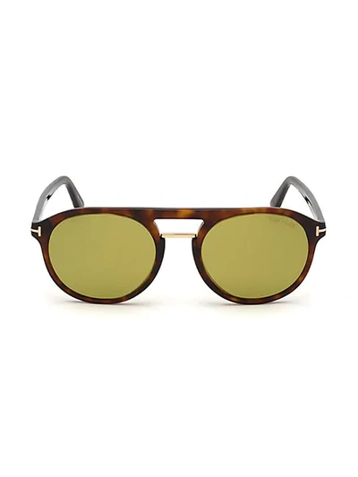 Shop Tom Ford Ivan 54mm Round Aviator Sunglasses In Brown Tortoise