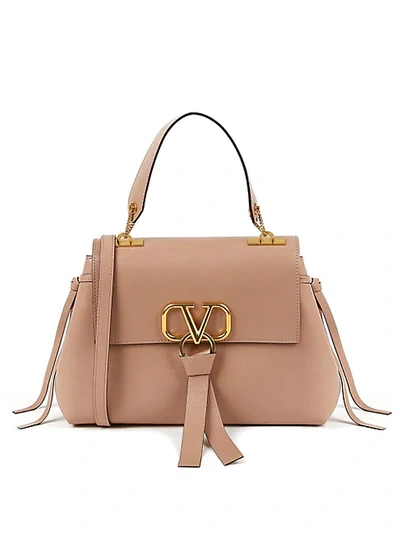 Shop Valentino Large V-ring Leather Top Handle Bag In Pink
