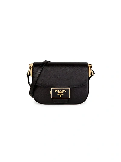 Shop Prada Embleme Leather Mini Bag In Black