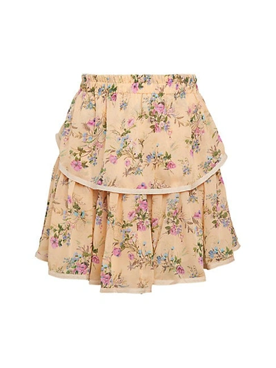 Shop Allison New York Floral Tiered Skirt In Peach Floral