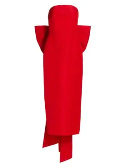 Shop Alexia Maria Margaret Bow Silk Dress In Red