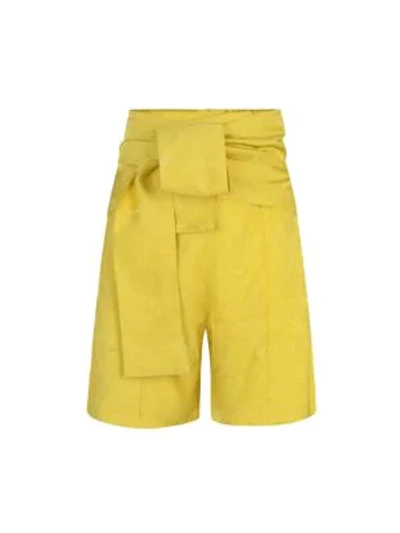 Shop Silvia Tcherassi Limoncello Jacquard Shorts In Golden Lime