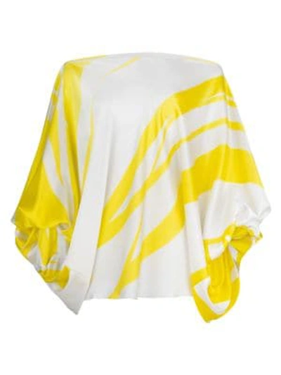 Shop Silvia Tcherassi Bellagio Stretch-silk Kimono Blouse In Lemon Beige