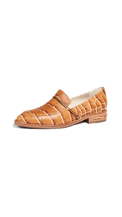 Shop Freda Salvador Light Loafers In Mustard Embossed Croc