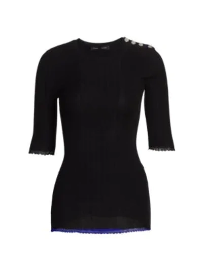 Shop Proenza Schouler Silk & Cashmere-blend Ribbed Top In Black