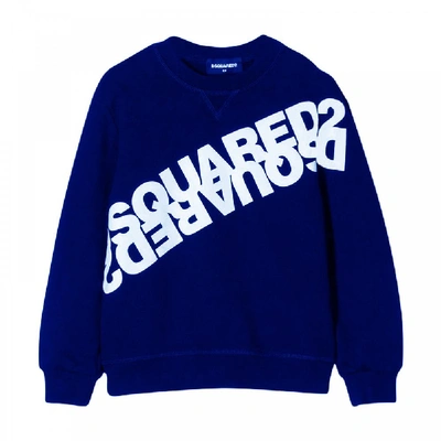 Shop Dsquared2 Mirrored Logo Sweatshirt In Blue