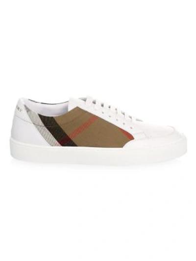 Shop Burberry Salmond Vintage Check Sneakers In Optic White