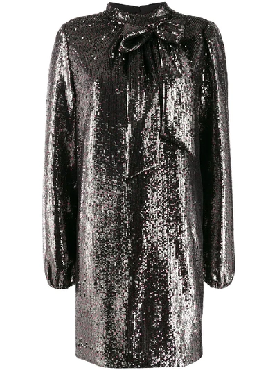 Shop N°21 Sequin Pussy-bow Dress In Black