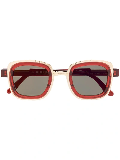 Shop Kuboraum Square-frame Sunglasses In Red
