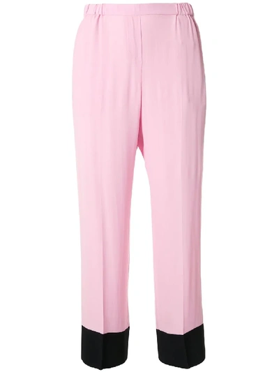 Shop N°21 Contrasting Hems Trousers In Pink