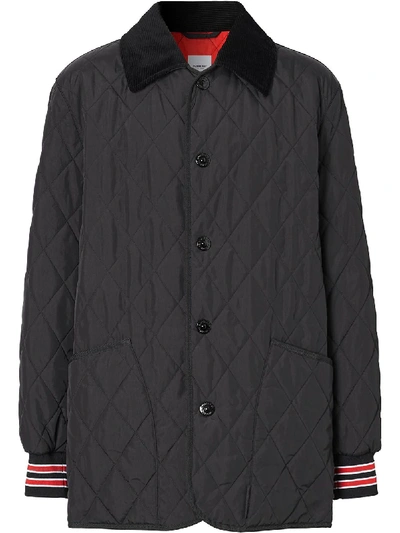 Shop Burberry Diamond-quilted Padded Jacket In Black
