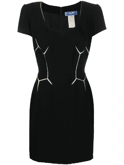 Pre-owned Mugler Geometric Detail Slim-fit Dress In Black