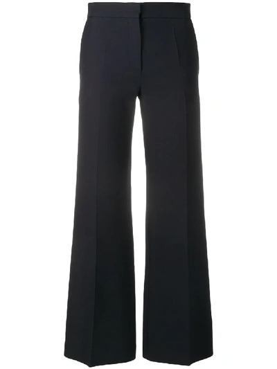 Shop Valentino Tailored Wide Leg Trousers In Blue
