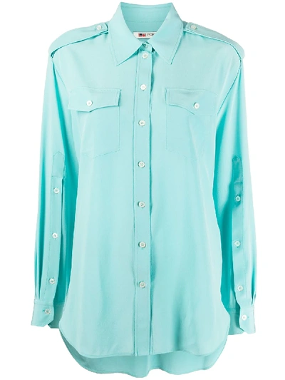 Shop Ports 1961 Loose Silk Blouse In Blue