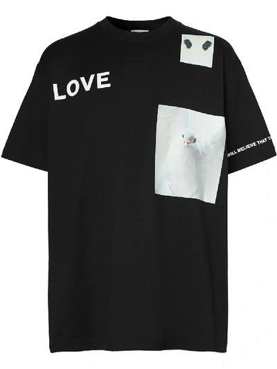 Shop Burberry Montage Print T-shirt In Black