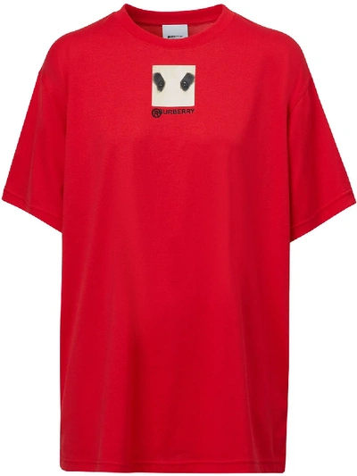 Shop Burberry Photograph Print Oversized T-shirt In Red
