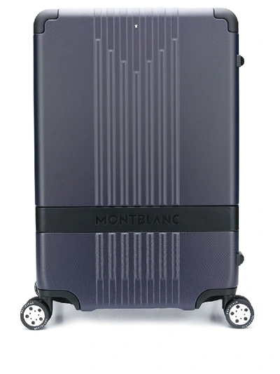 Shop Montblanc Embossed Logo Four-wheel Trolley In Blue