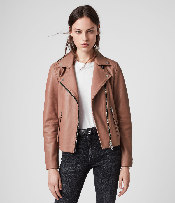 all saints tan leather jacket