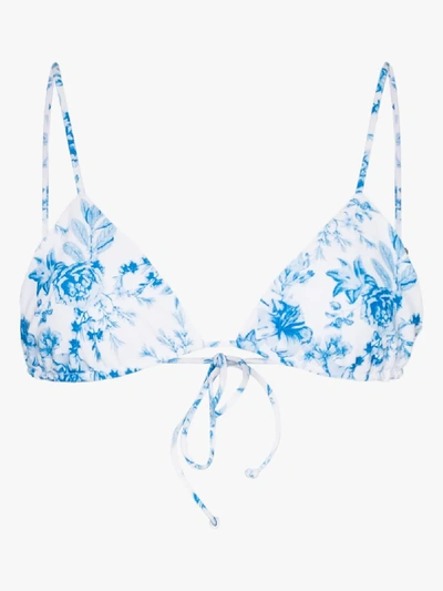 Shop Juillet Elsa Wilder Floral Print Bikini Top In Blue