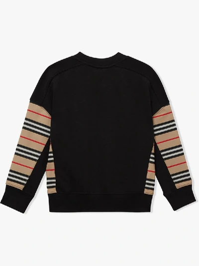Shop Burberry Icon Stripe Panelled Sweatshirt In Black