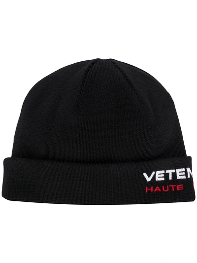 Shop Vetements Logo-embroidered Beanie In Black