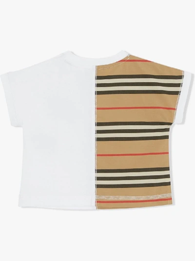 Shop Burberry Icon Stripe Panelled T-shirt In White