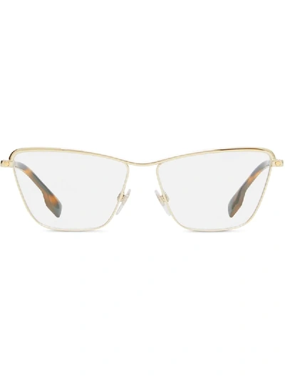 Shop Burberry Rectangle Glasses In Gold