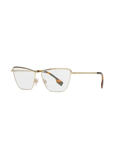 Shop Burberry Rectangle Glasses In Gold