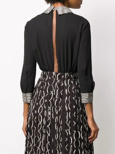Shop Elisabetta Franchi Chain-print Pleated Dress In Black