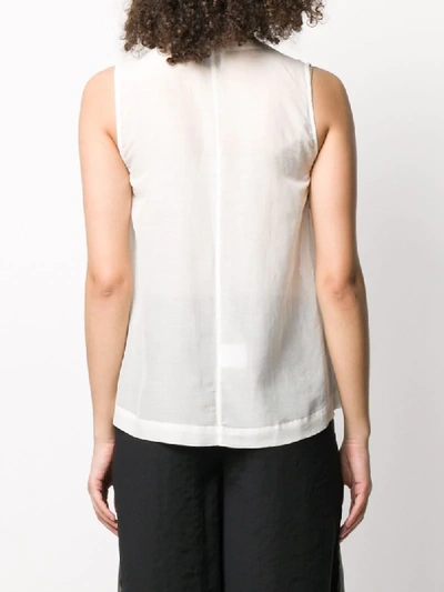 Shop Alysi Fringed Panel Sheer Vest Top In White