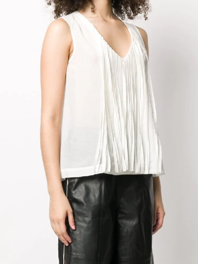 Shop Alysi Fringed Panel Sheer Vest Top In White