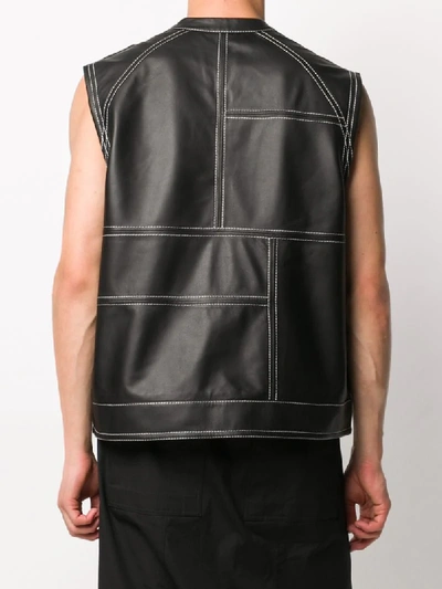 Shop Sunnei V-neck Leather Vest In Black