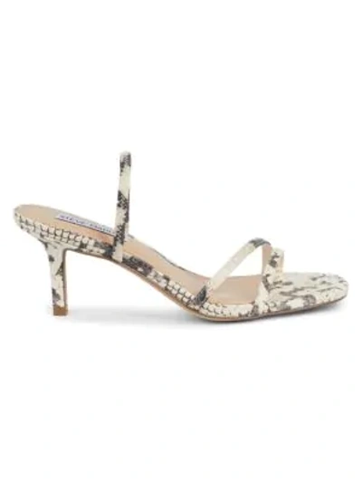 Shop Steve Madden Loft Snakeskin-embossed Strappy Sandals In Beige