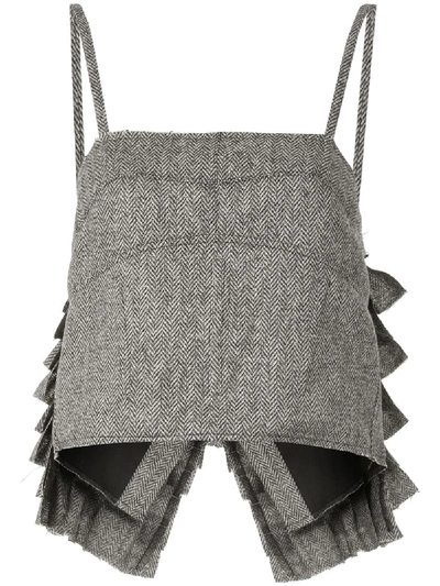 Shop Vera Wang Ruffle-back Vest Top In Grey