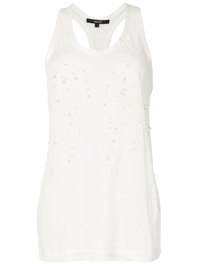 Shop Vera Wang Pearl-embellished Tank Top In White