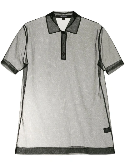 Shop Vera Wang Short Sleeve Tulle Polo Shirt In Black