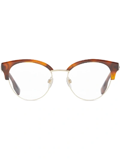 Shop Burberry Eyewear Halbrandbrille Mit Cat-eye-gestell In Brown